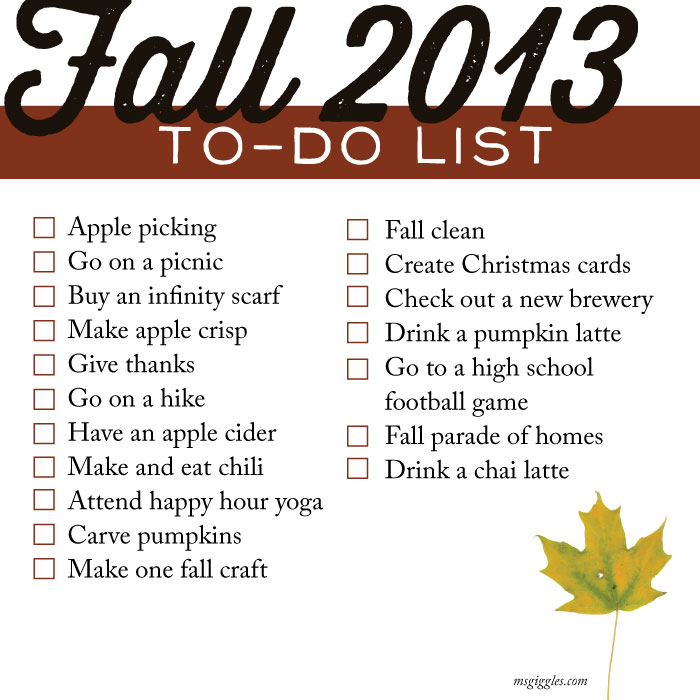 fall checklist 2013